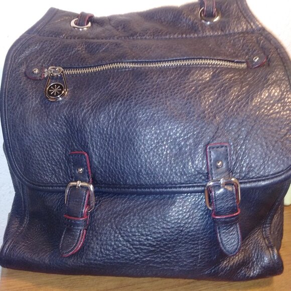ISAAC MIZRAHI BLACK PEBBLE LEATHER UTILITY HANDBAG/SATCHEL - Picture 1 of 10